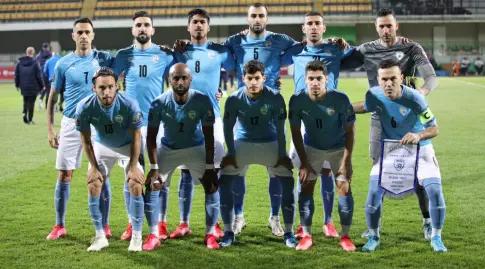 שחקני נבחרת ישראל לפני מולדובה (ההתאחדות לכדורגל)