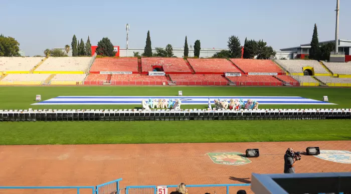 המיצג לחטופים באצטדיון רמת גן (שחר גרוס)