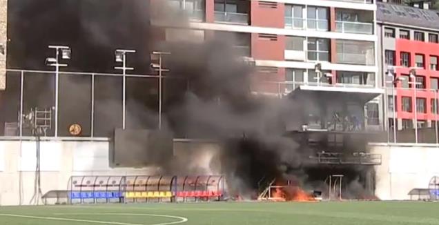 השריפה באצטדיון (צילום מסך)